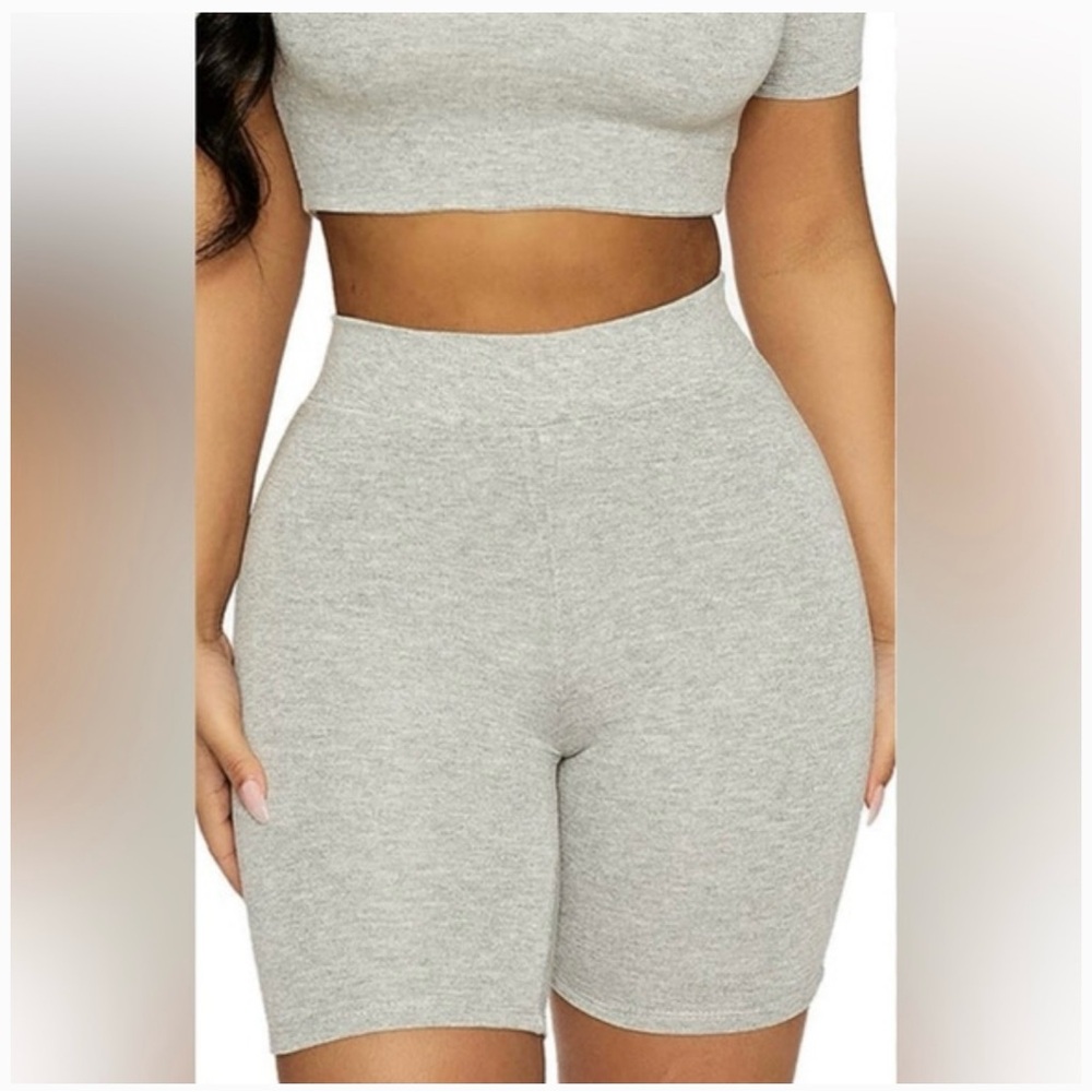 Naked Wardrobe Gray Bike Shorts High-Rise Seamless Design